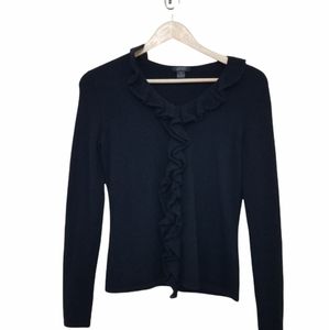 Prive Black Cashmere Ruffle Sweater XS